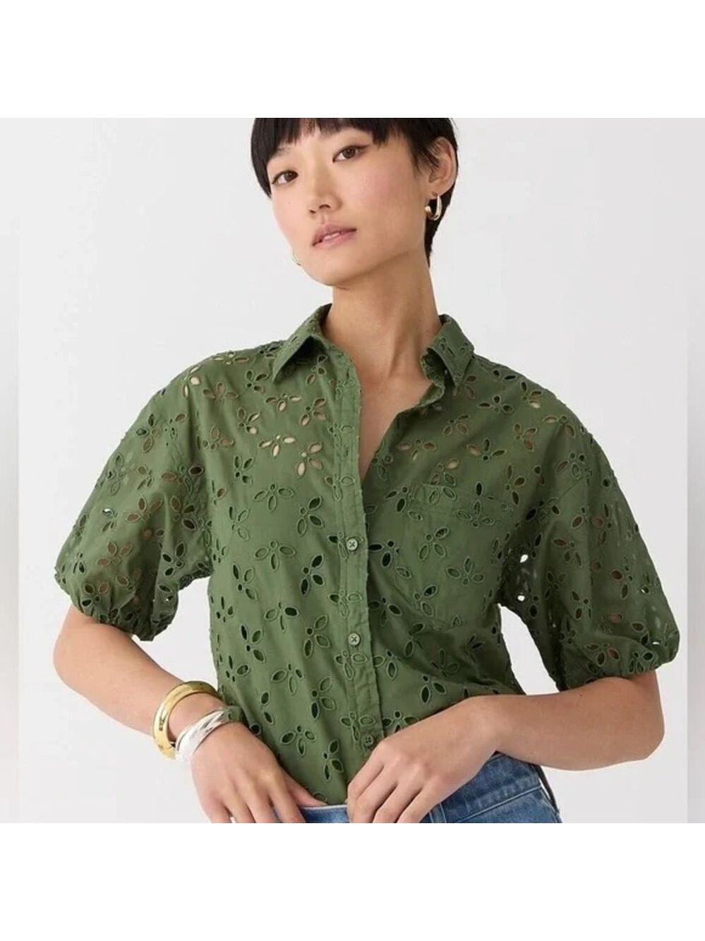 J Crew Spring Garden Top
Olive Green Eyelet
Size 2